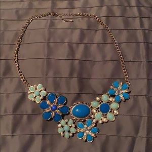 Rhinestone & Blue Stone Statement Necklace
